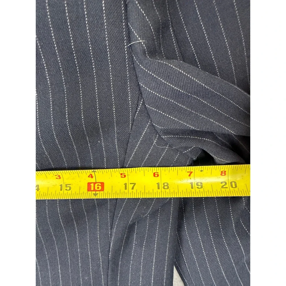 Vintage Bespoke Mens Navy Blue Pinstripe Two Button Blazer Jacket 50s Wide lapel